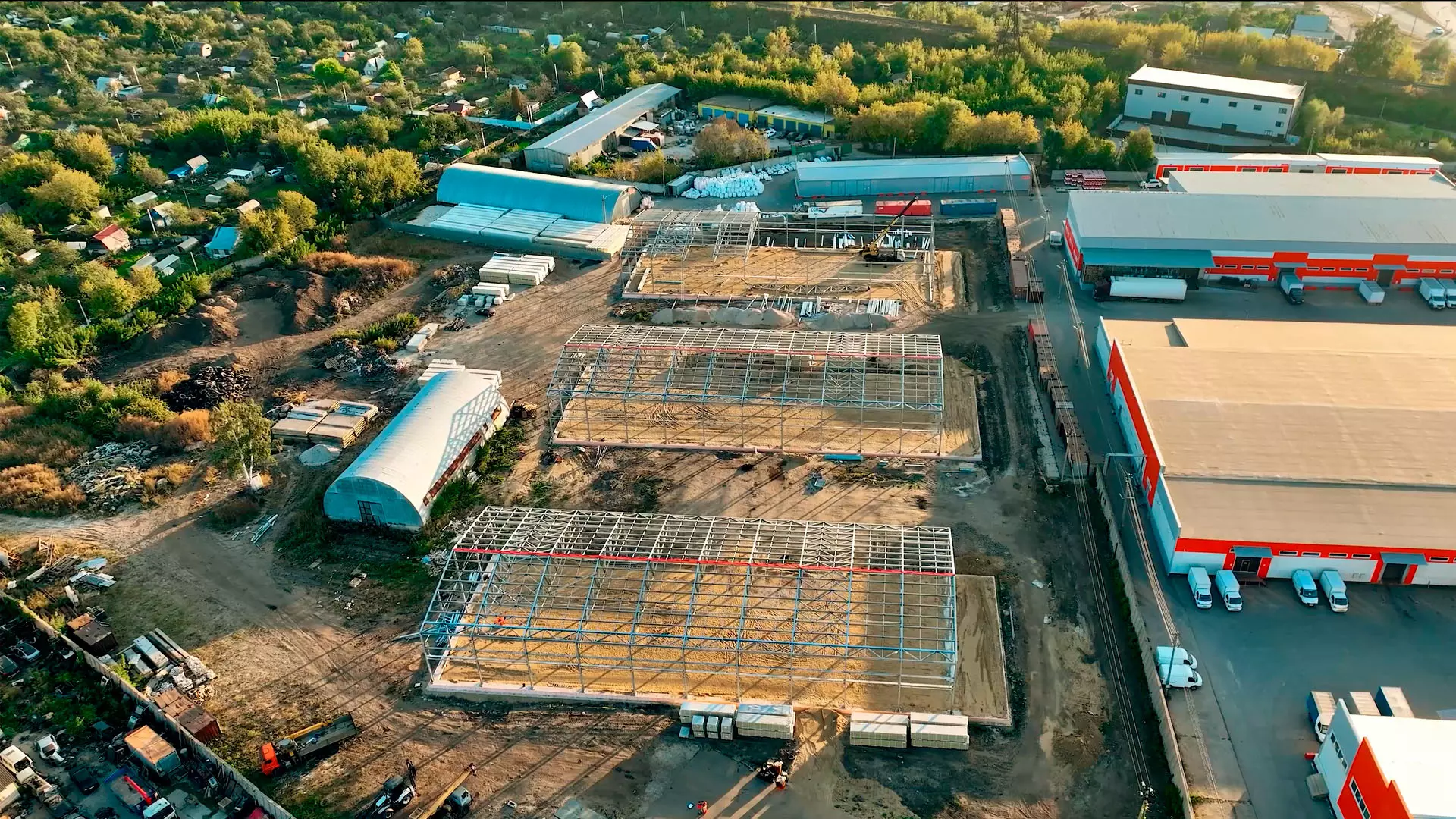 184. Three prefabricated warehouses 24W x 60L x 6H for rent in Ryazan, Russia