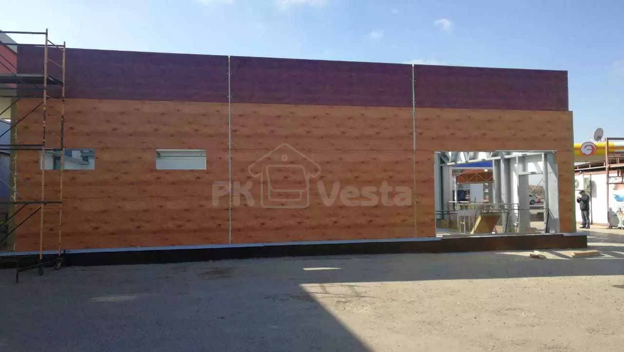 PK VESTA announces the beginning of the assembly of prefabricated steel cafe 8 x 15 x 5.4 made out of LSFF with an unusual design in Elista, Russia