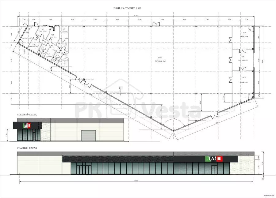 PK Vesta announces the order of the pre-engineered food discount supermarket «DA» 18W x 63L x 6.5H in Pushkino, Russia