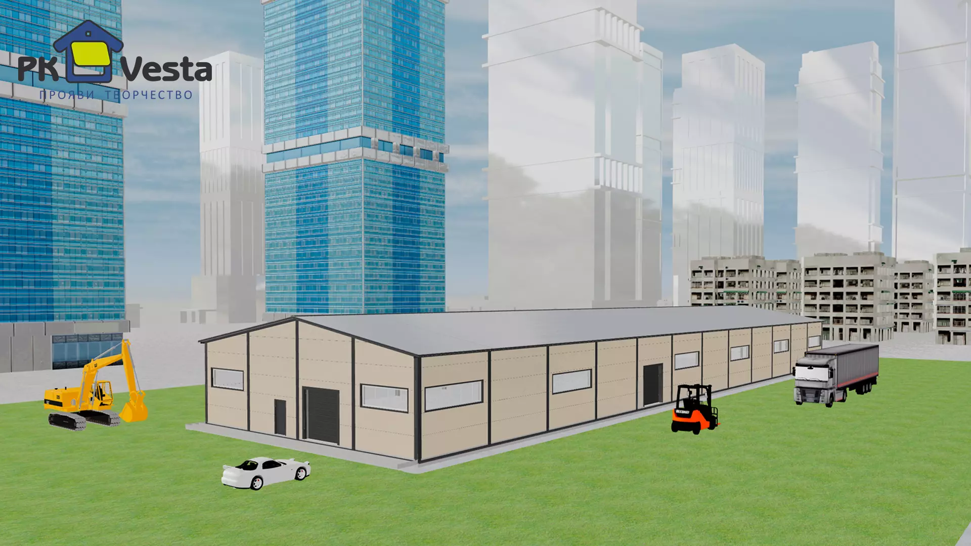 PK Vesta announces an order for a pre-engineered warehouse 20W x 74L x 4.3H made out of LSGF for storing food products in Lugansk, Russia