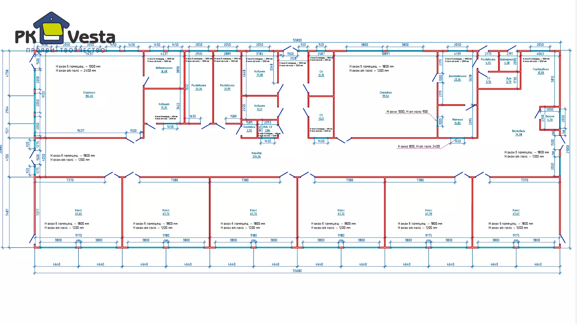 PK VESTA announces an order for a pre-engineered school, gym and cafeteria 21W x 56L x 3.5H (1 174 sq.m.), made out of Light Steel Framing in Gurzuf, Crimea, Russia