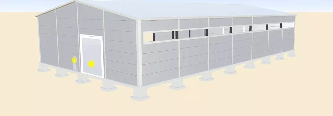 177.  Pre-fabricated warehouse/workshop 24W x 42L x 6H for the storage of lumber in Ruza, MO, Russia