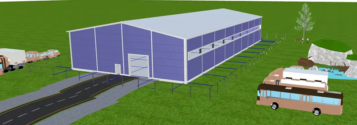 158. Prefabricated warehouse 24x50x6 for storage of lighting structures in Mytishchi, Russia