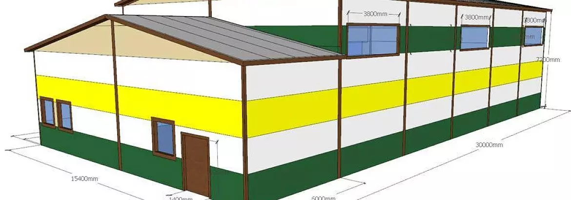 131. Pre-engineered sports hall 15x30x7 in Blagoveshchensk, Russia