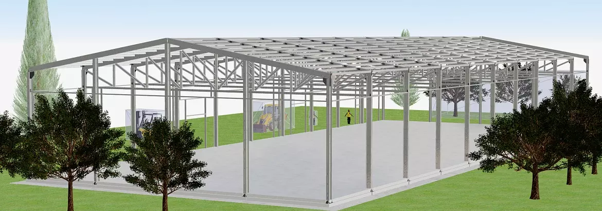 208. Pre-engineered warehouse/production hall 24W x 62L x 6H made out of LSGF for a confectionery factory in Venev, Russia