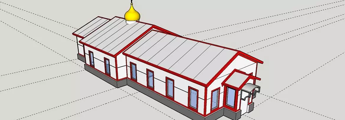 77. Prefabricated church 8 х 20 х 4 in Novosibirsk, Russia
