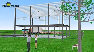 210. Pre-engineered two-story extension measuring 10W x 16L x 3.6/2.1H for an auto repair shop in Arkhangelsk, Russia