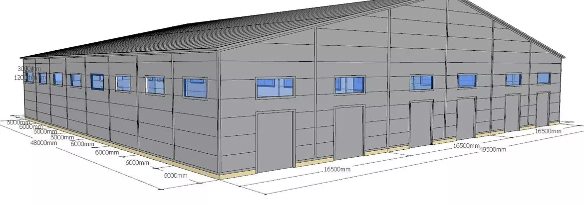 124. The pre-engineered industrial and warehouse complex 49.5x48x7 for the manufacture of protective masks in Minsk, Belarus