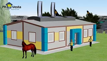 214. Pre-engineered office 9W x 14L x 3H, made out of LSGF in Fryazino, Moscow Region, Russia