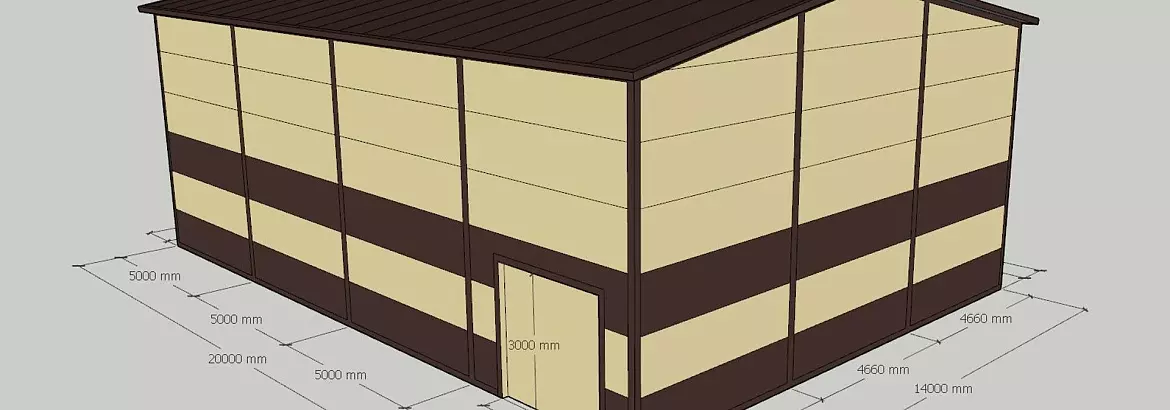 151. Pre-fabricated production shop 14x20x6 for for the manufacture of products from polypropylene in Troitsk, Russia