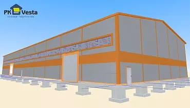 216. Pre-engineered warehouse/production hall 24W x 60L x 6H made out of LGSF for a local cement plant in Naro-Fominsk, Moscow Region, Russia